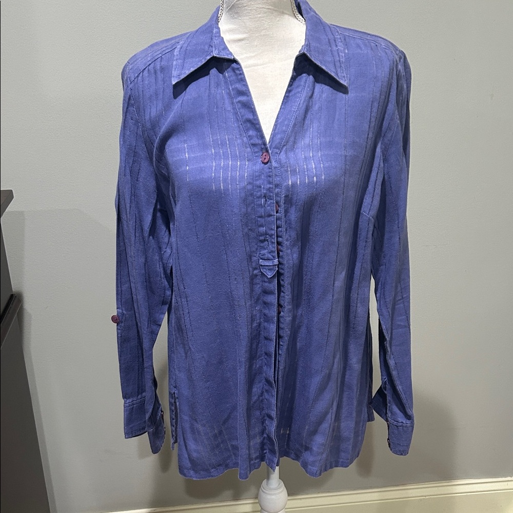JM Collection Purple Button-Down Shirt
